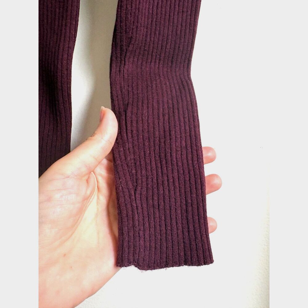 Lauren Ralph Lauren Turtleneck Sweater Burgundy Cotton Modal Nylon Ribbed Top XS - Picture 5 of 8